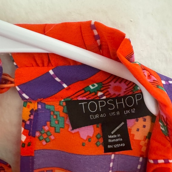 Topshop Women's Pullover Blouse Size 8 Orange Back Open Top - Picture 2 of 3
